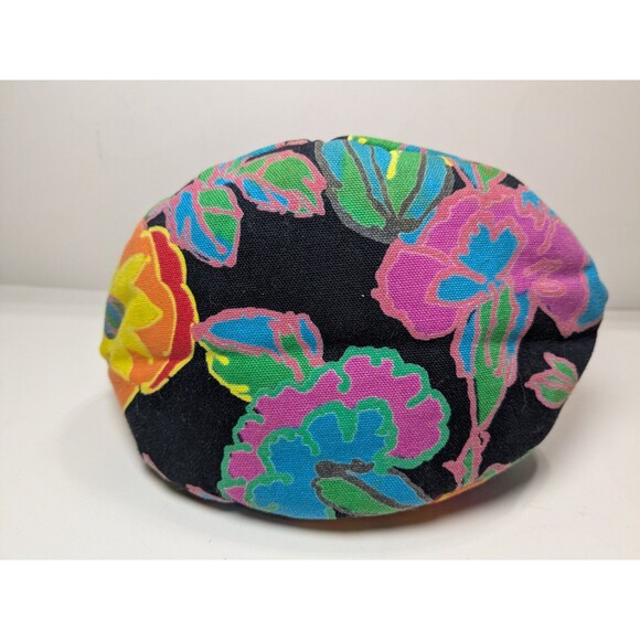 Vintage Oscar De La Renta Kiss Lock Makeup Cosmetic Bag Floral - Picture 3 of 4